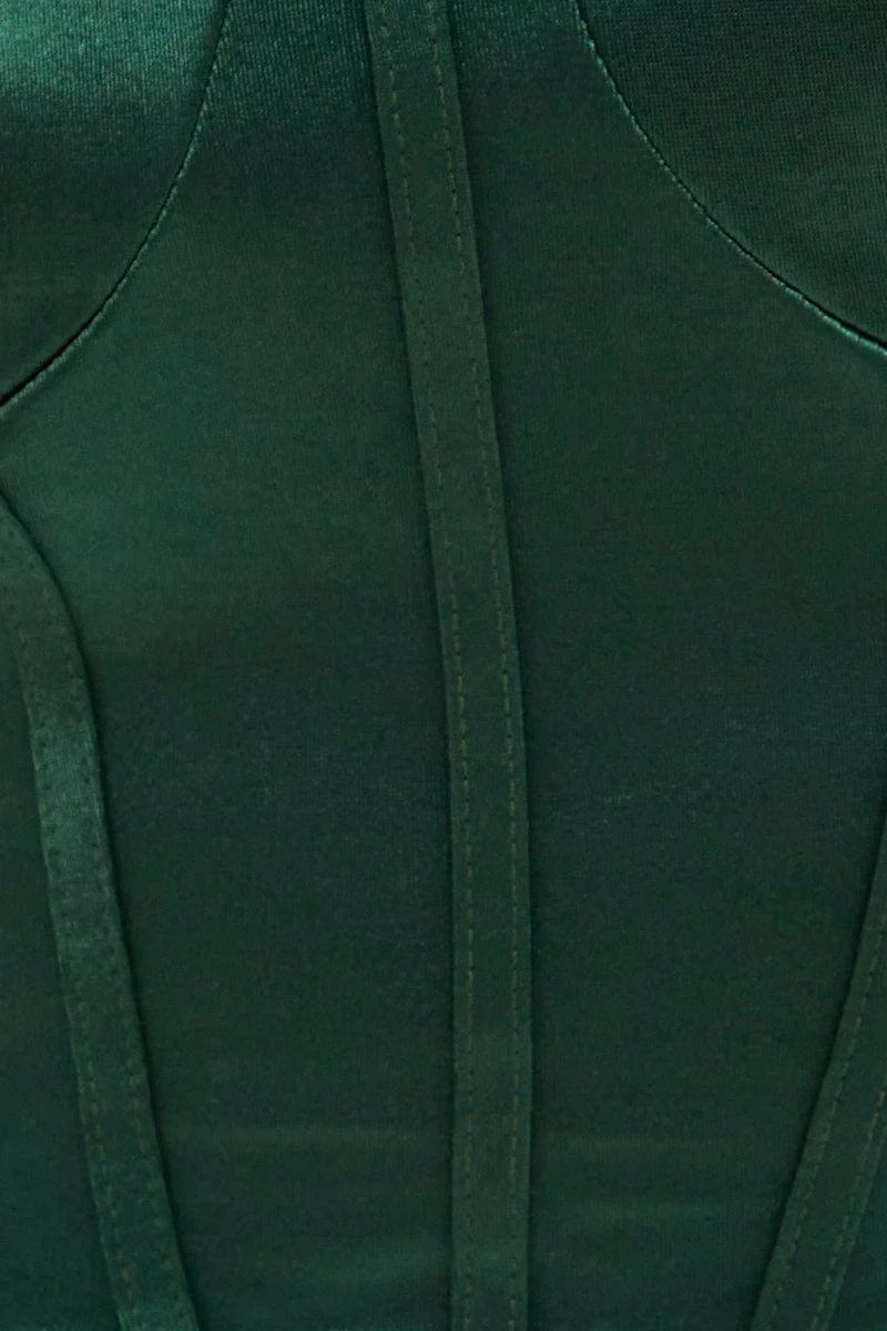 Green Solid Boned Corset Top