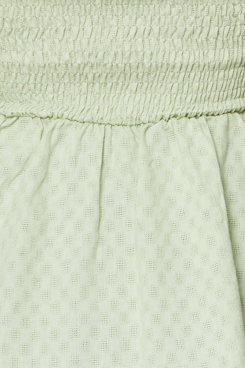 Green Peplum Top Short Sleeve Round Neck