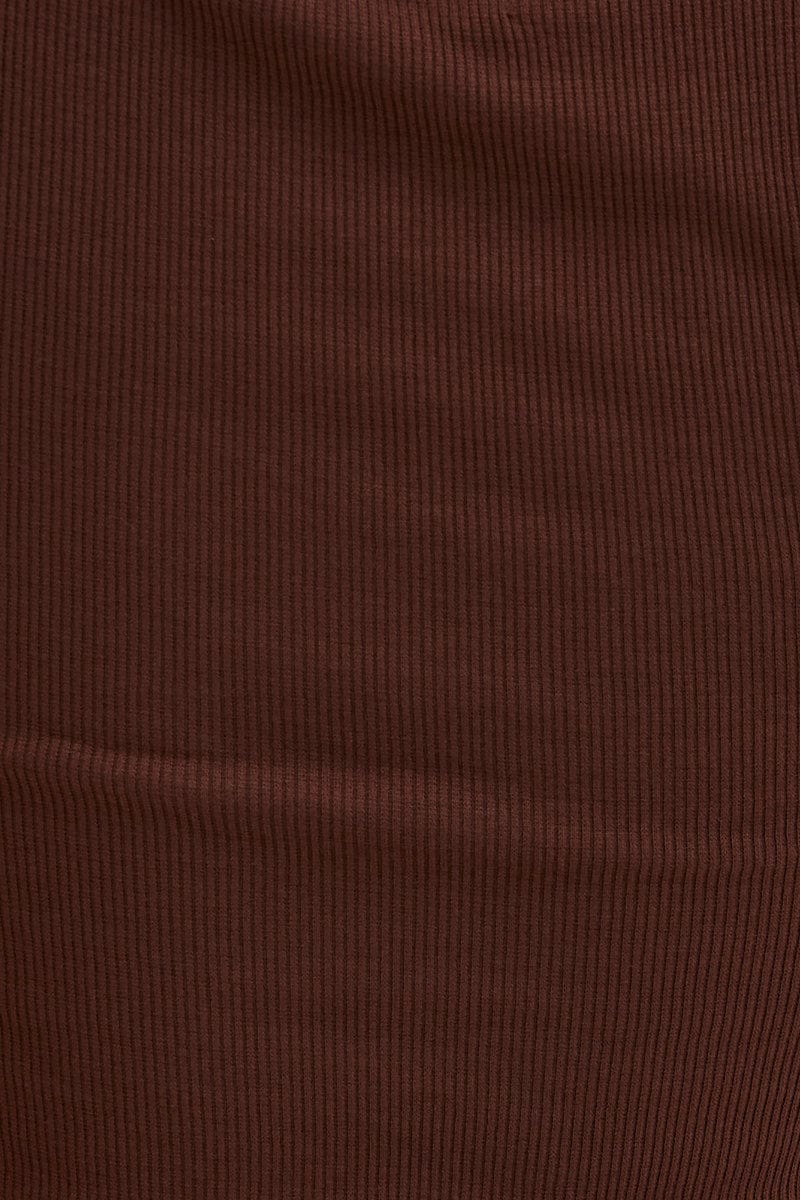 Brown Tank Top Sleeveless Round Neck