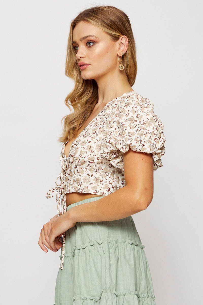 Print Crop Bolero Short Sleeve