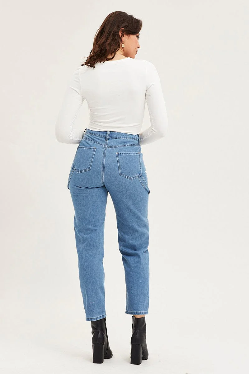 Blue Carpenter Denim Jeans High Rise