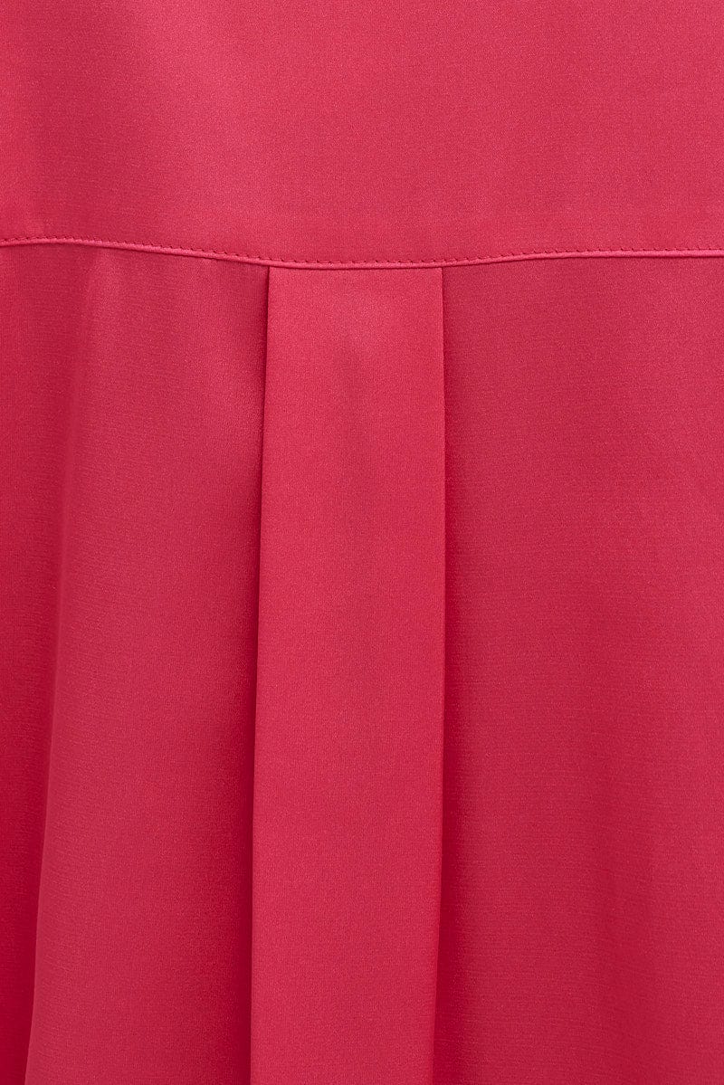 Pink Shirt Long Sleeve Collared Longline Satin