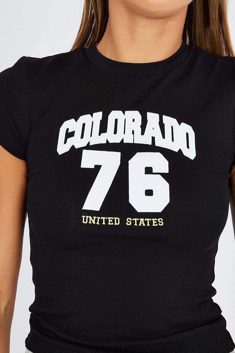 Black Graphic Tee Short Sleeve