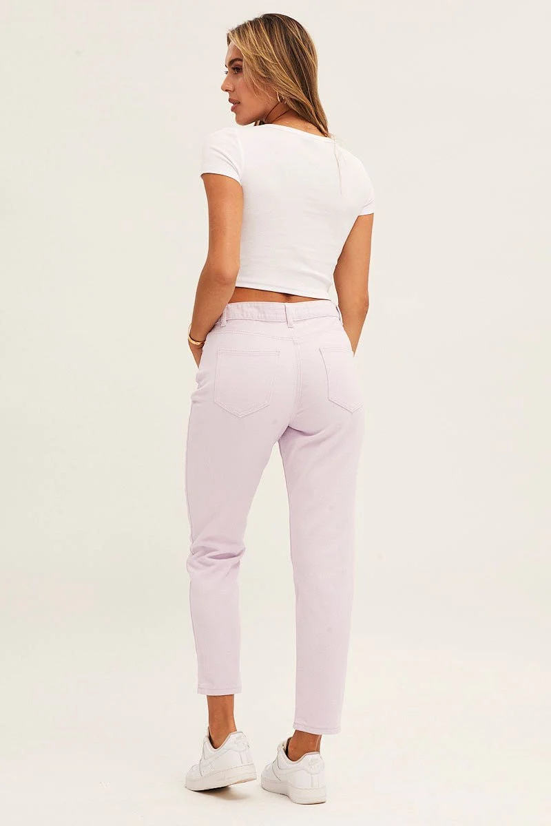 Purple High Rise Mom Denim Jean