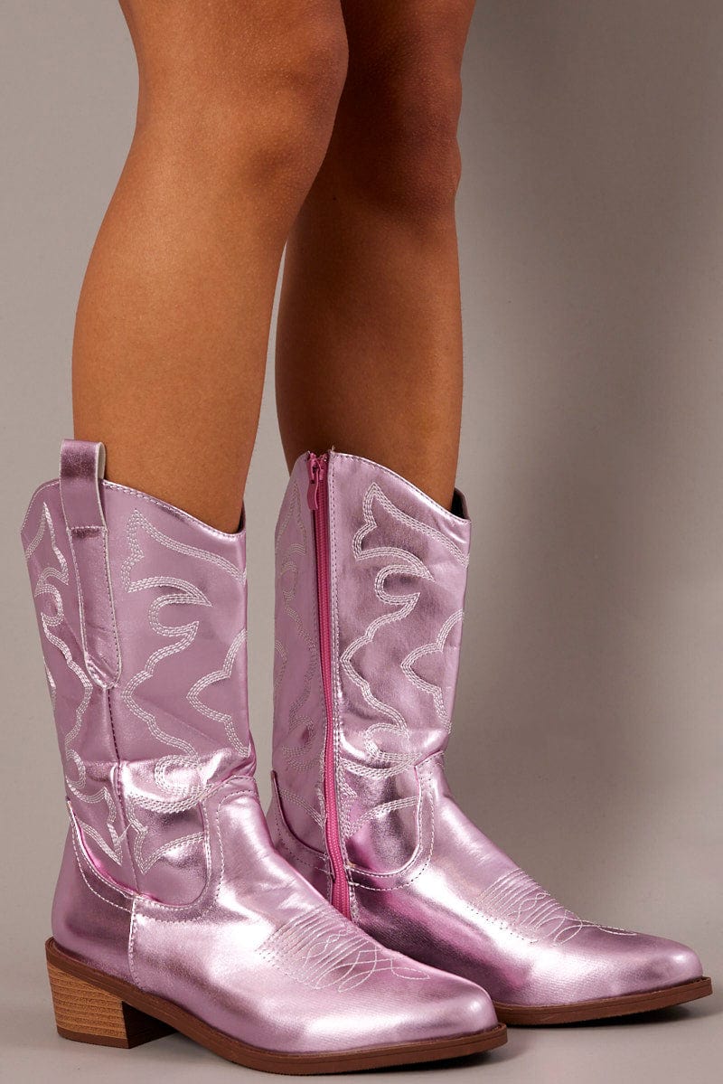Pink Festival Cowboy Boots