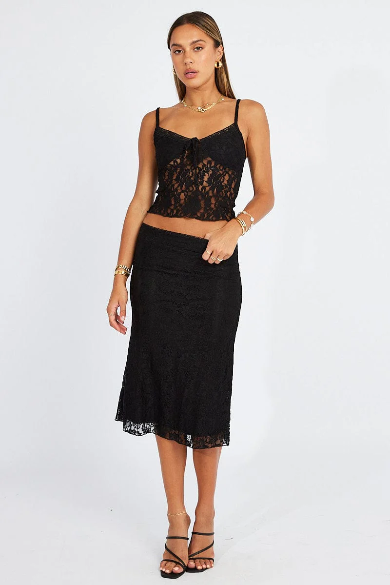 Black Fitted Cami Lace