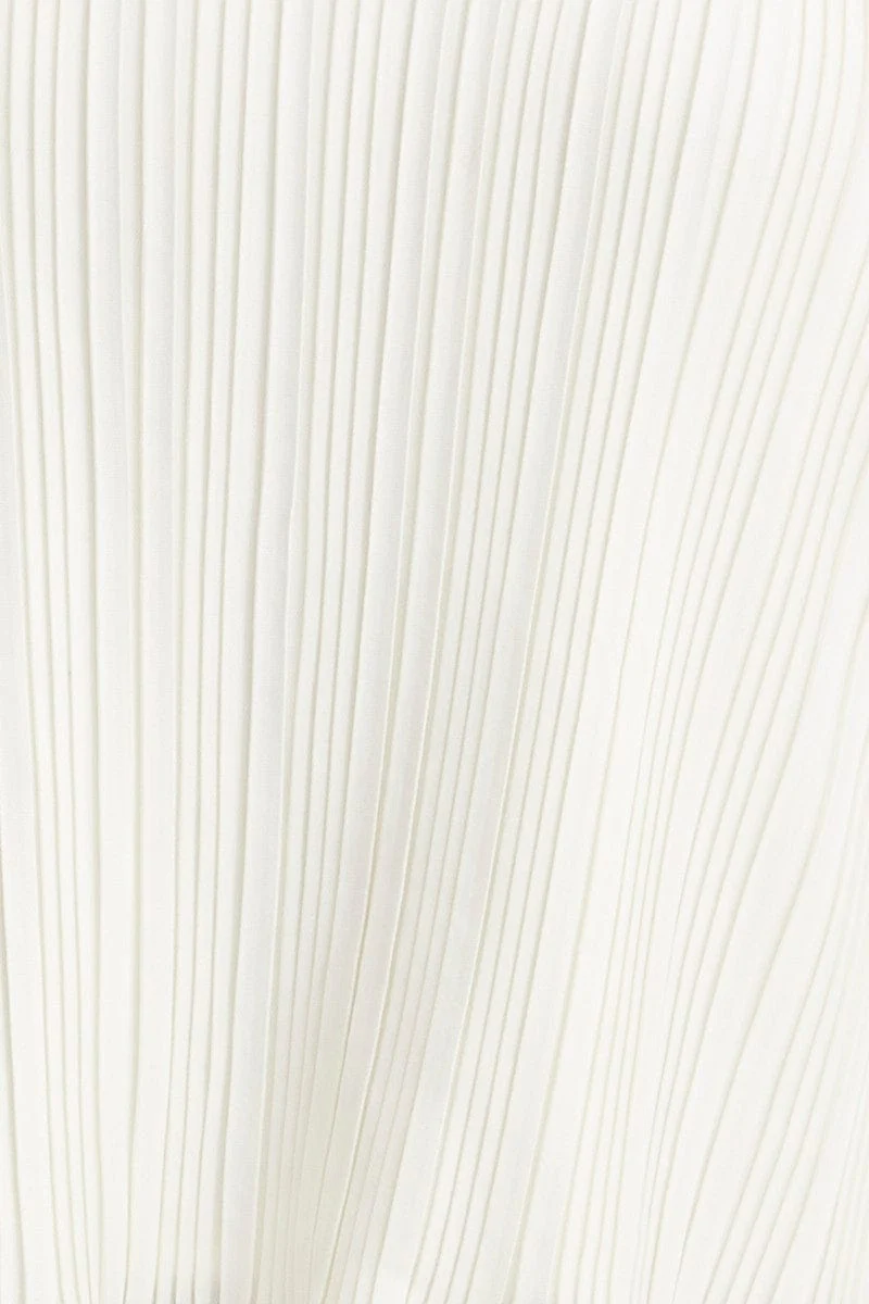 White Plisse Top Long Sleeve