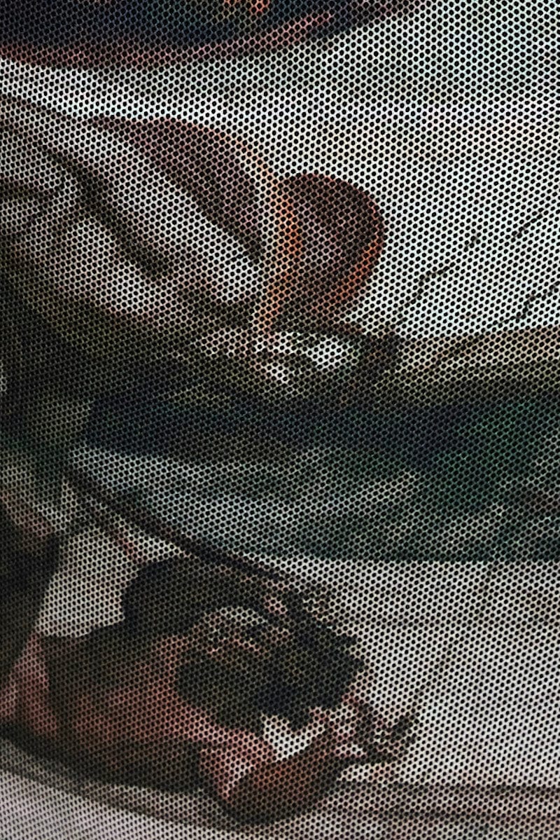 Brown Abstract Corset Top Sleeveless Printed Mesh