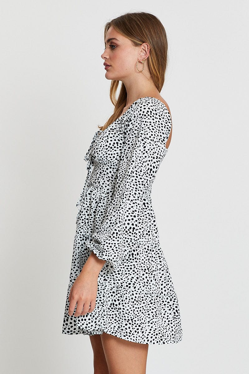 Print Mini Dress Short Sleeve