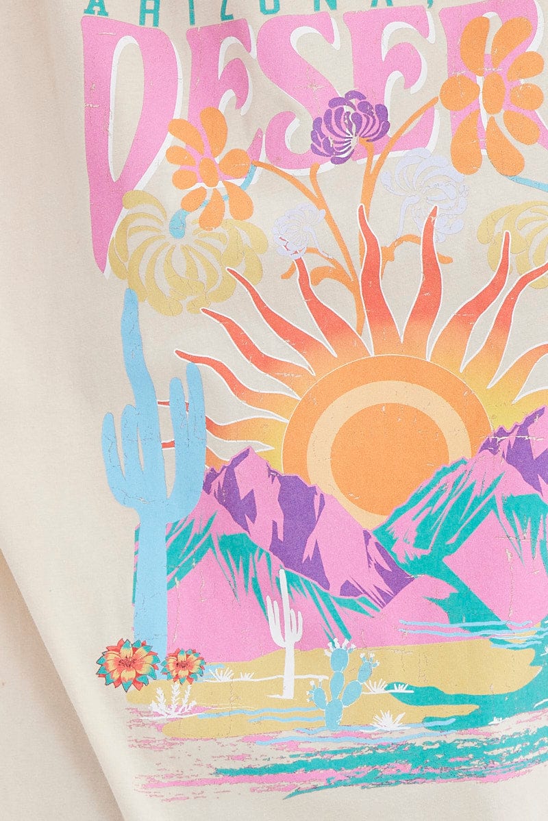 Beige Graphic Tee Beige Desert Arizona Festival Tshirt