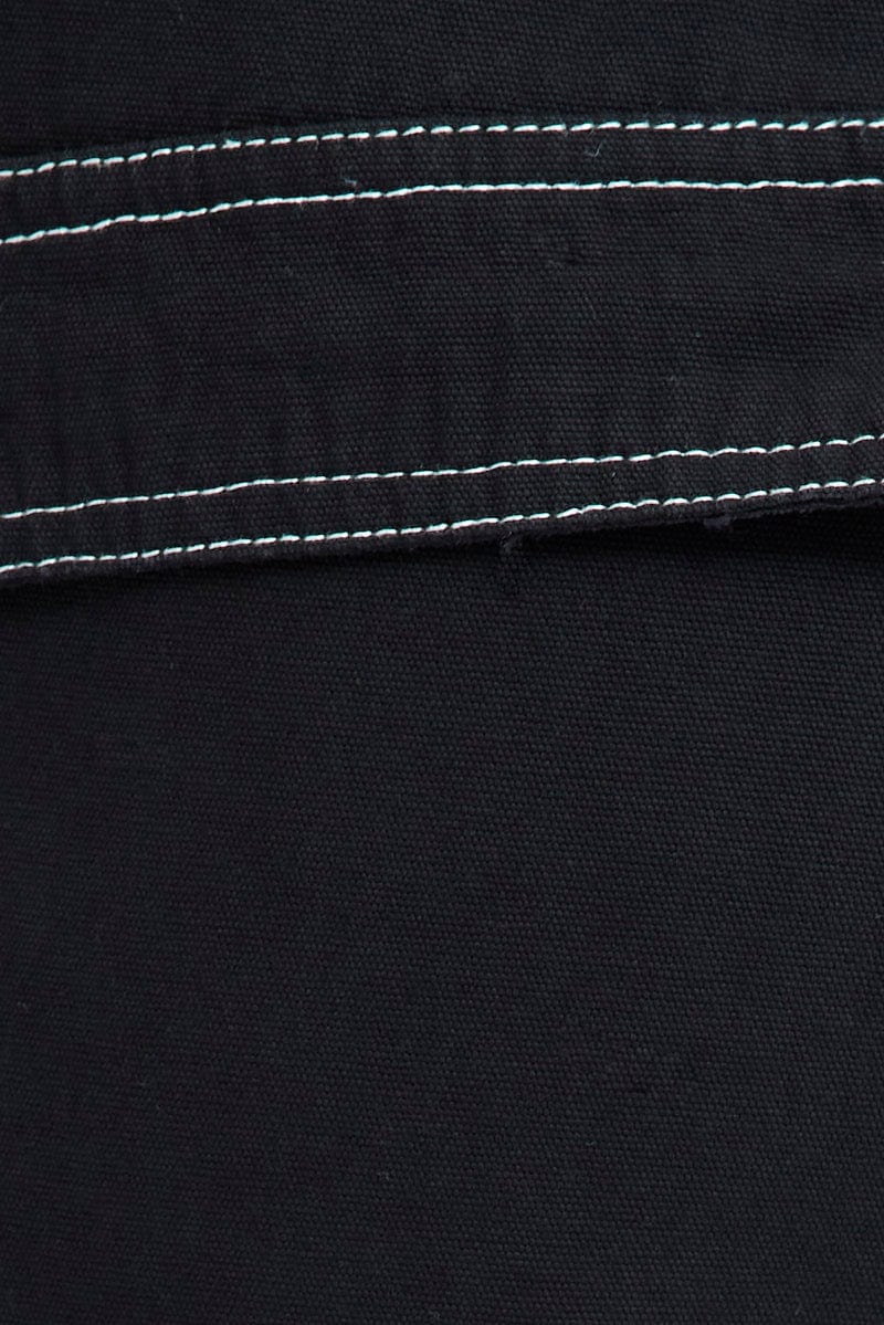 Black Parachute Pants Low Rise