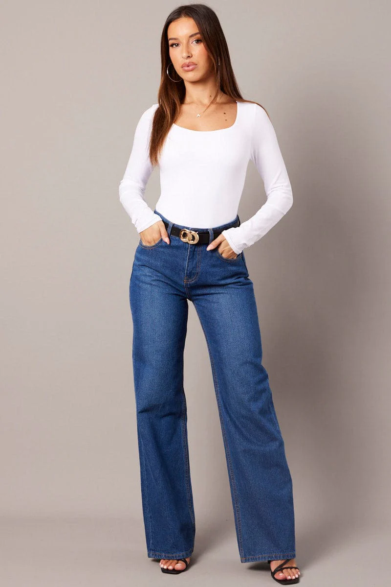 White Bodysuit Short Sleeve Square Neck Seamless