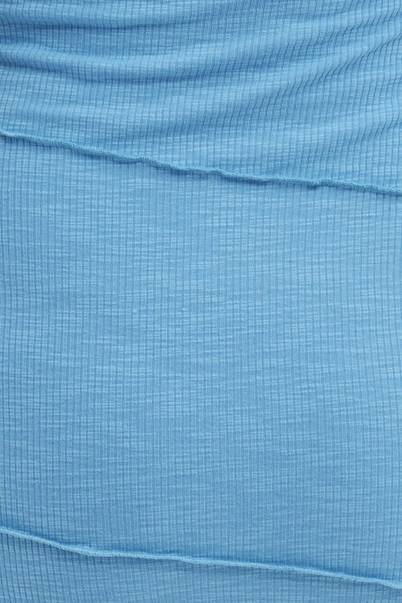 Blue Boob Tube Dress Midi Bodycon Ribbed Bandeau