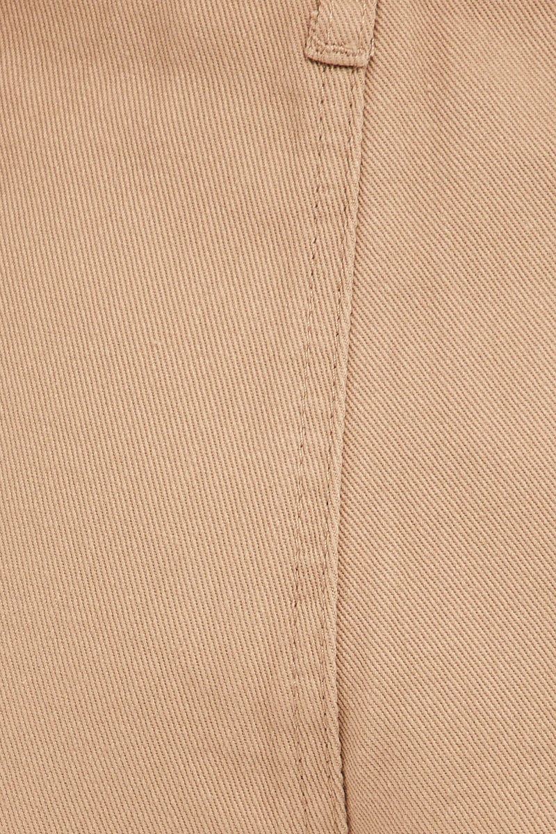 Beige High Waist Short Cotton Drill