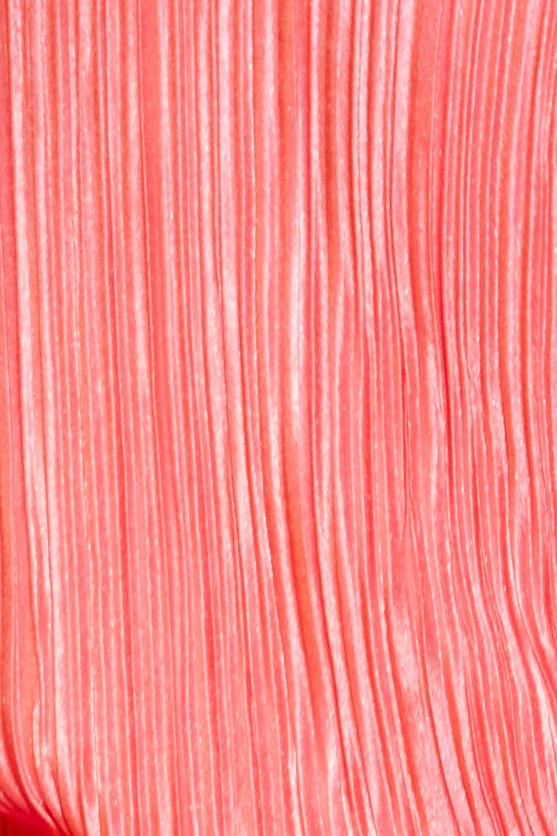 Pink Plisse Pant Wide Leg