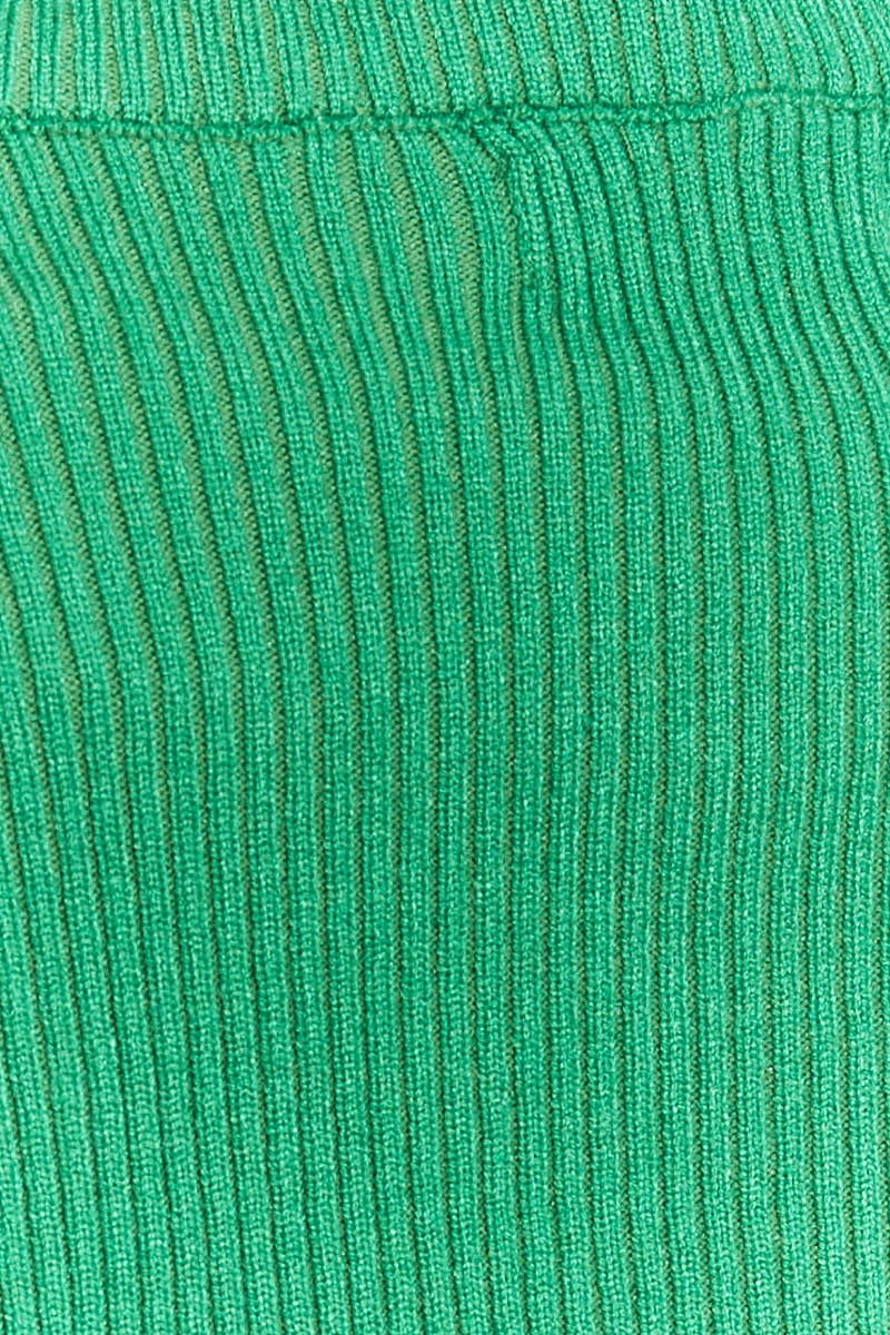 Green Knitted Cami Top And High Neck Shrug Set