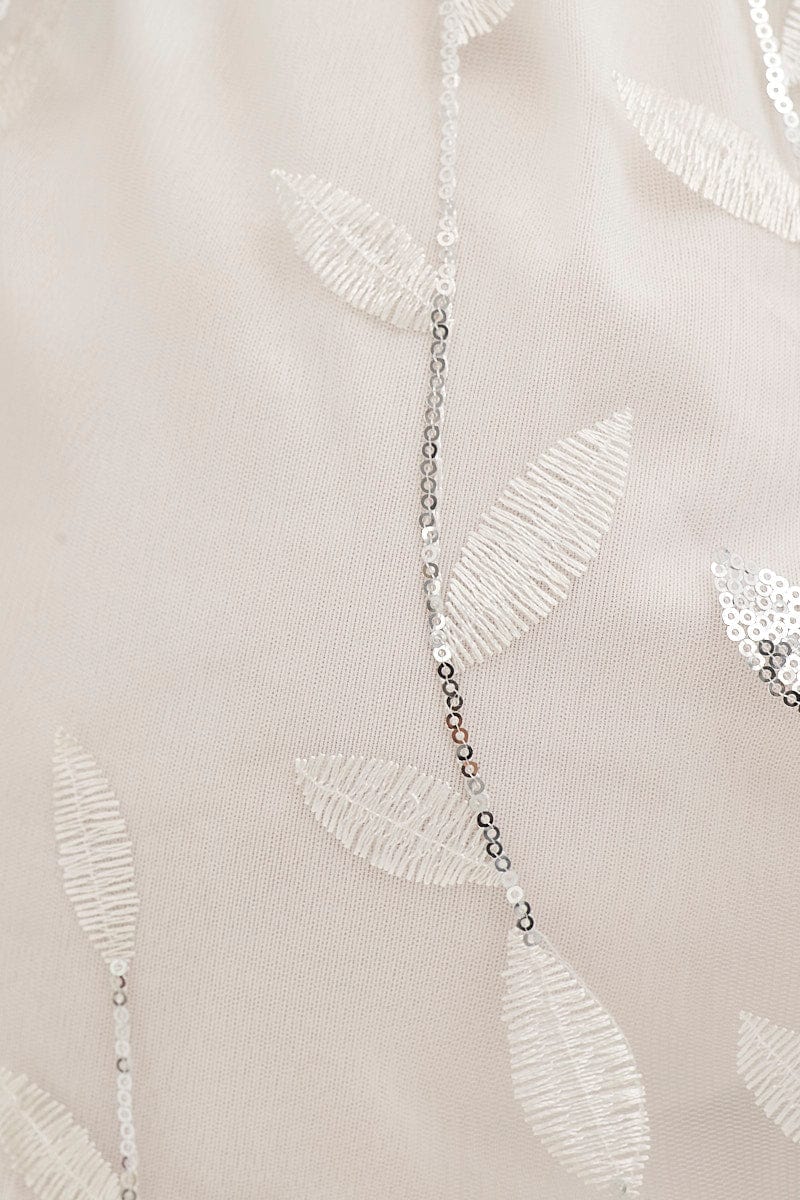 Silver Skater Sequin Dress Backless V Neck