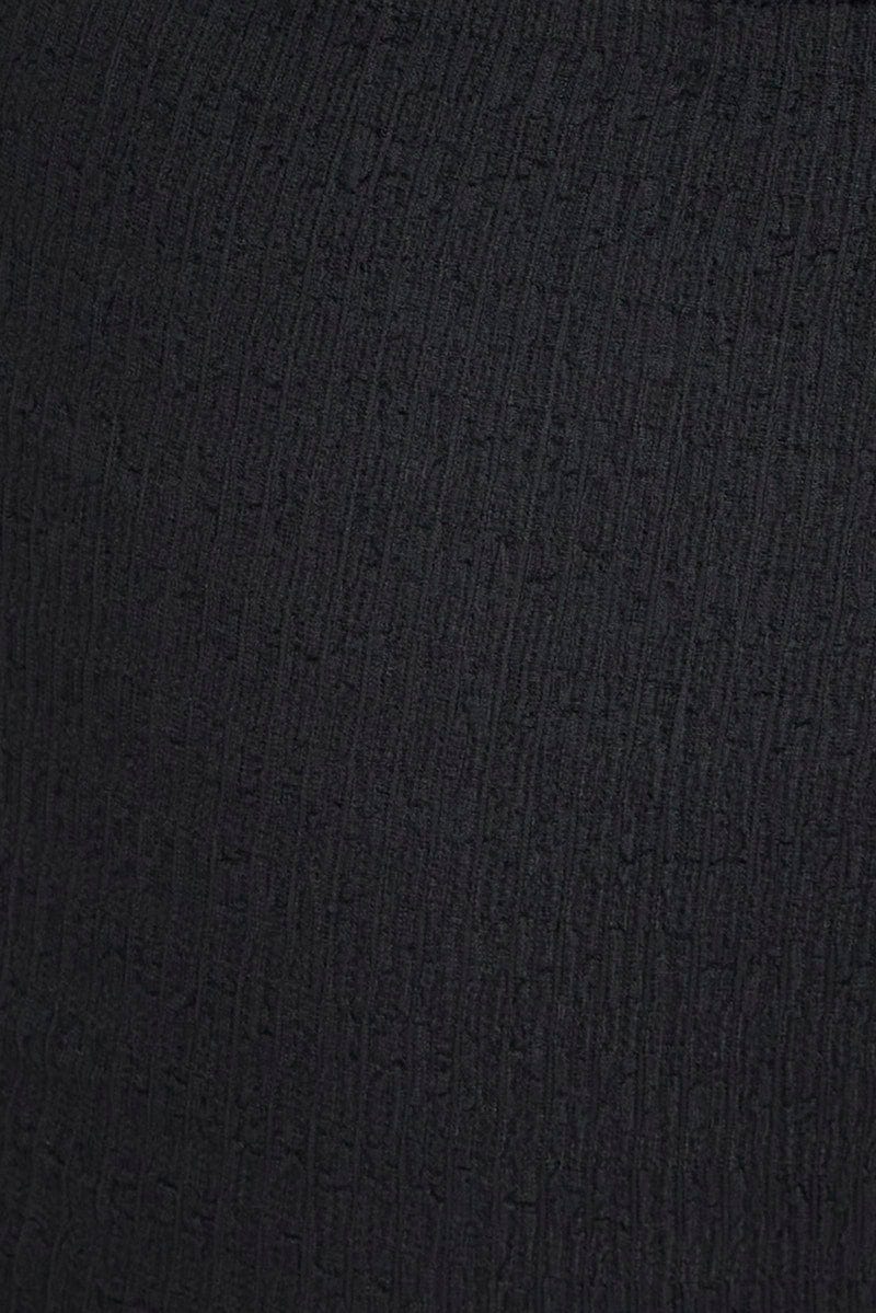 Black Flare Leg Pants Textured Jersey