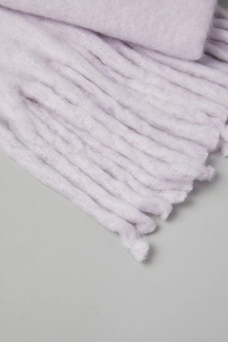 Purple Chunky Fluffy Tassel Scarf