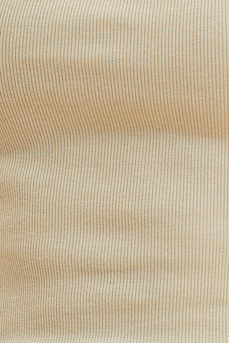 Green Crop Tank Square Neck Cotton Blend Rib