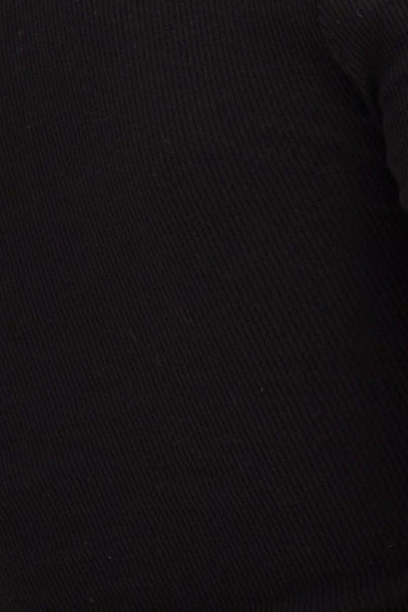 Black Rib Top Long Sleeve