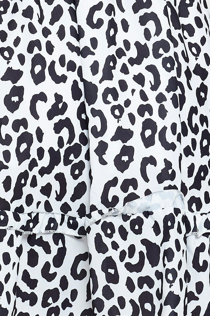 Geo Print Mini Dress Short Sleeve V Neck Tie