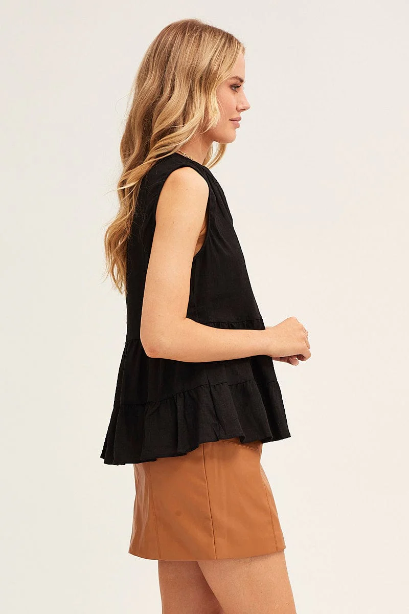 Black Peplum Top Sleeveless