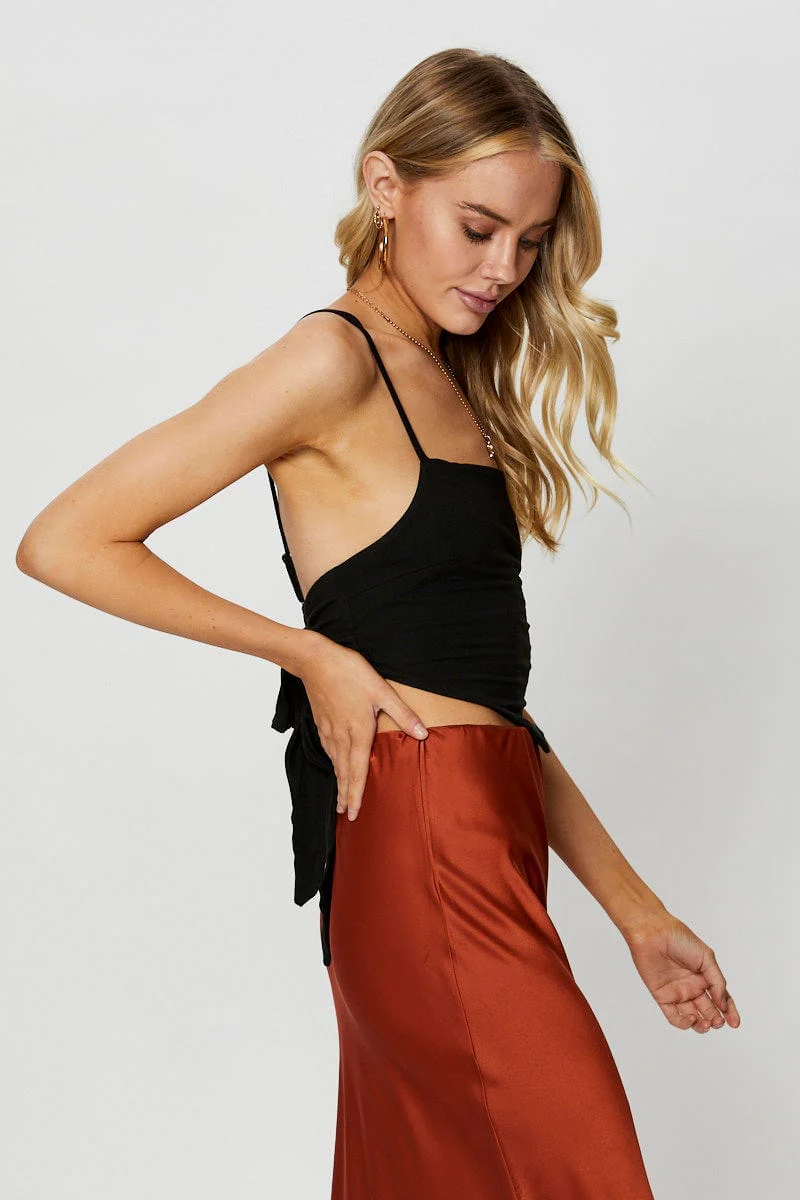 Black Singlet Top Crop