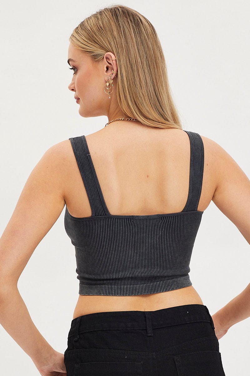 Black Tank Crop Top Seamless