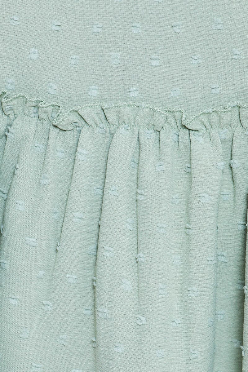 Green Peplum Top Short Sleeve Button Front