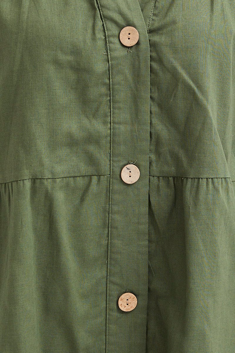 Green Tiered Dress Long Sleeve Mini