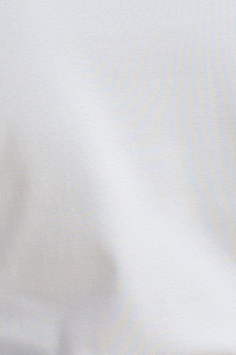 Blue V Neck Top Long Sleeve Cotton Stretch