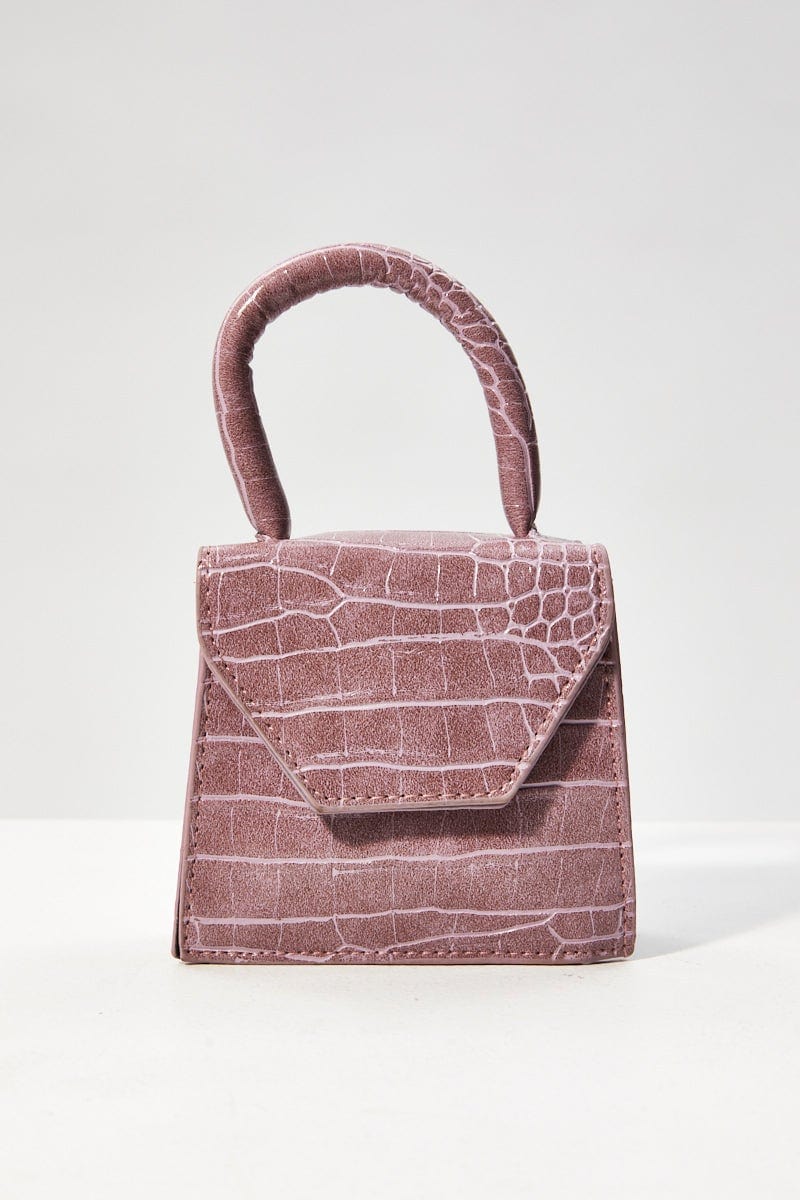 Purple Mini Bag With Pearl Strap