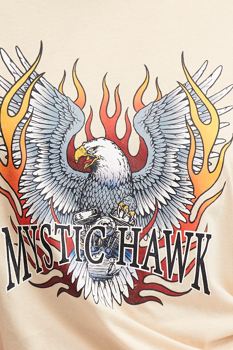 Beige Graphic T Shirt Boyfriend