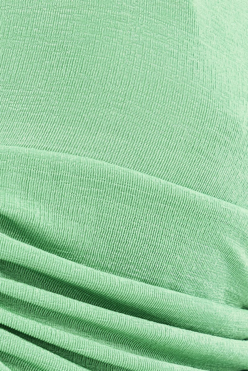 Green Front Ruched Halter Top