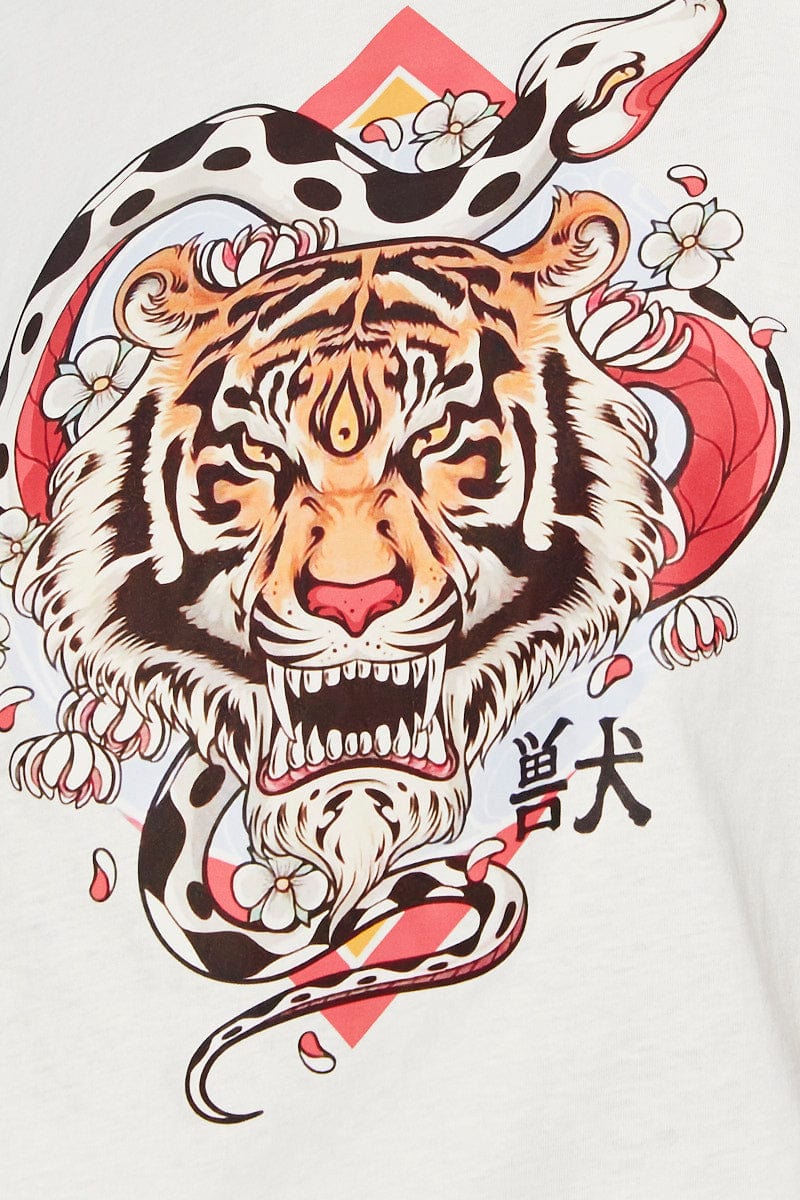 White Graphic T Shirt Short Sleeve