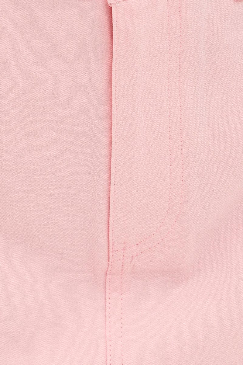 Pink Cargo Skirt Mini Mid Rise