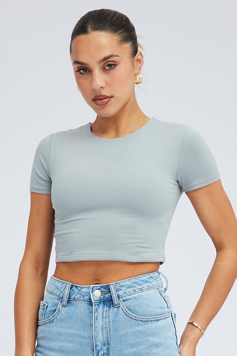 Grey Baby T Shirt Short Sleeve Crew Neck