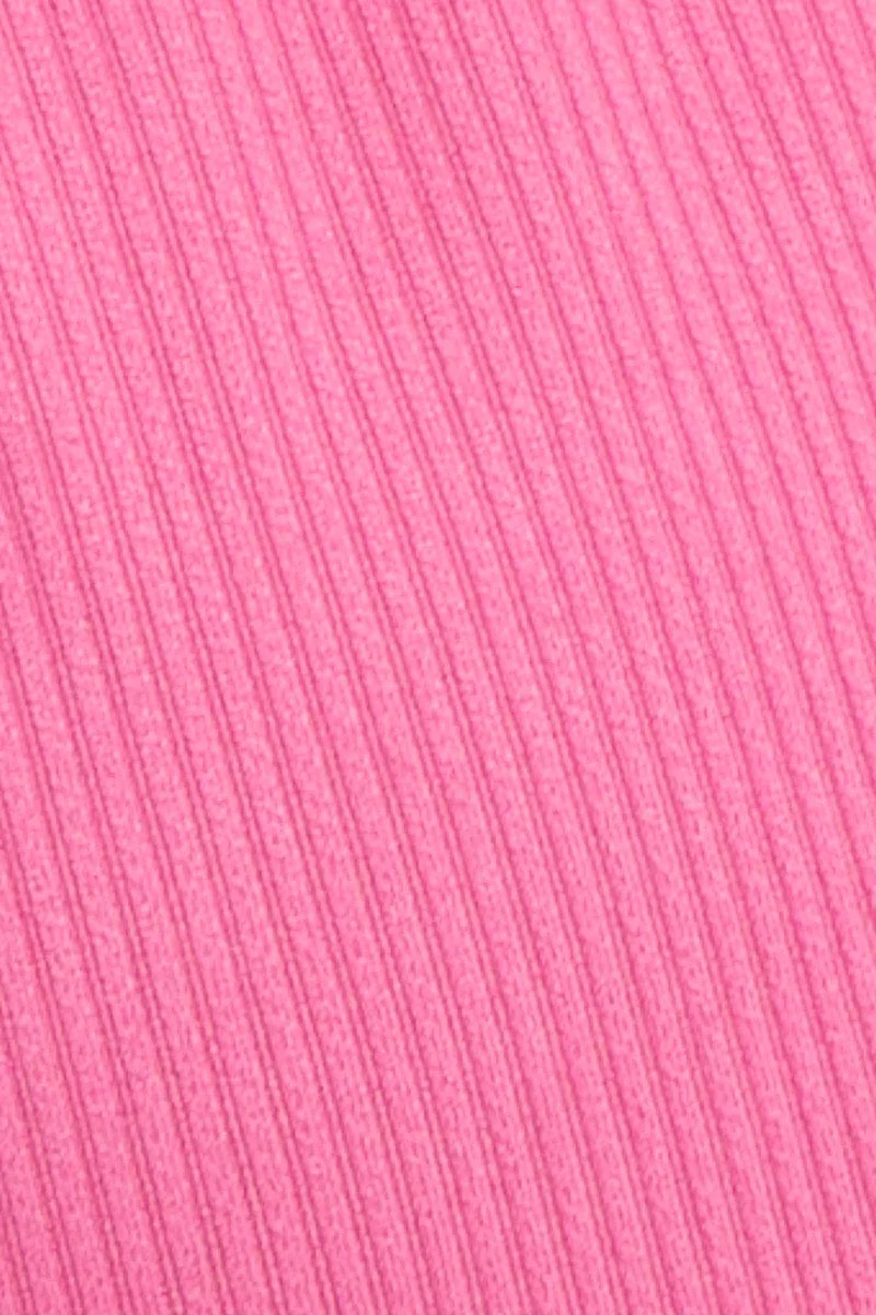 Pink Rib Jersey Crop And Shorts Set
