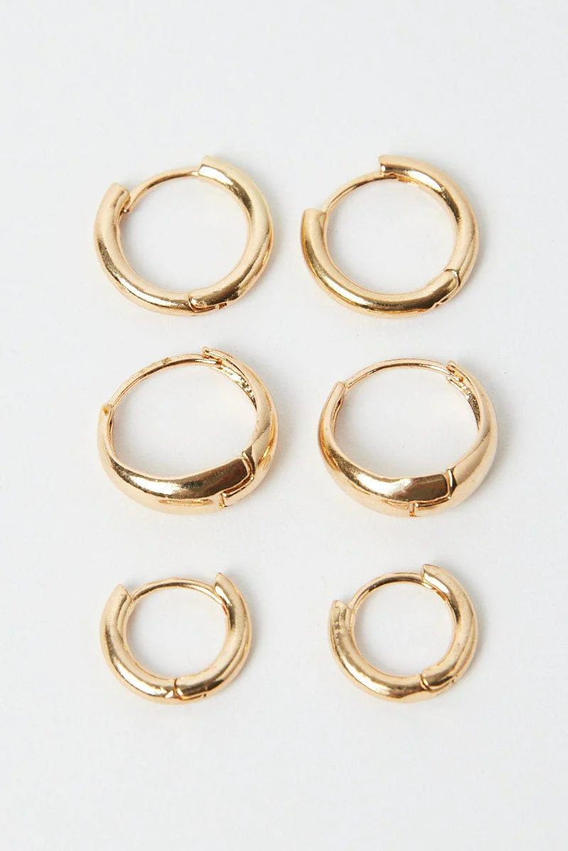 Gold 3 Pack Hoop Earrings