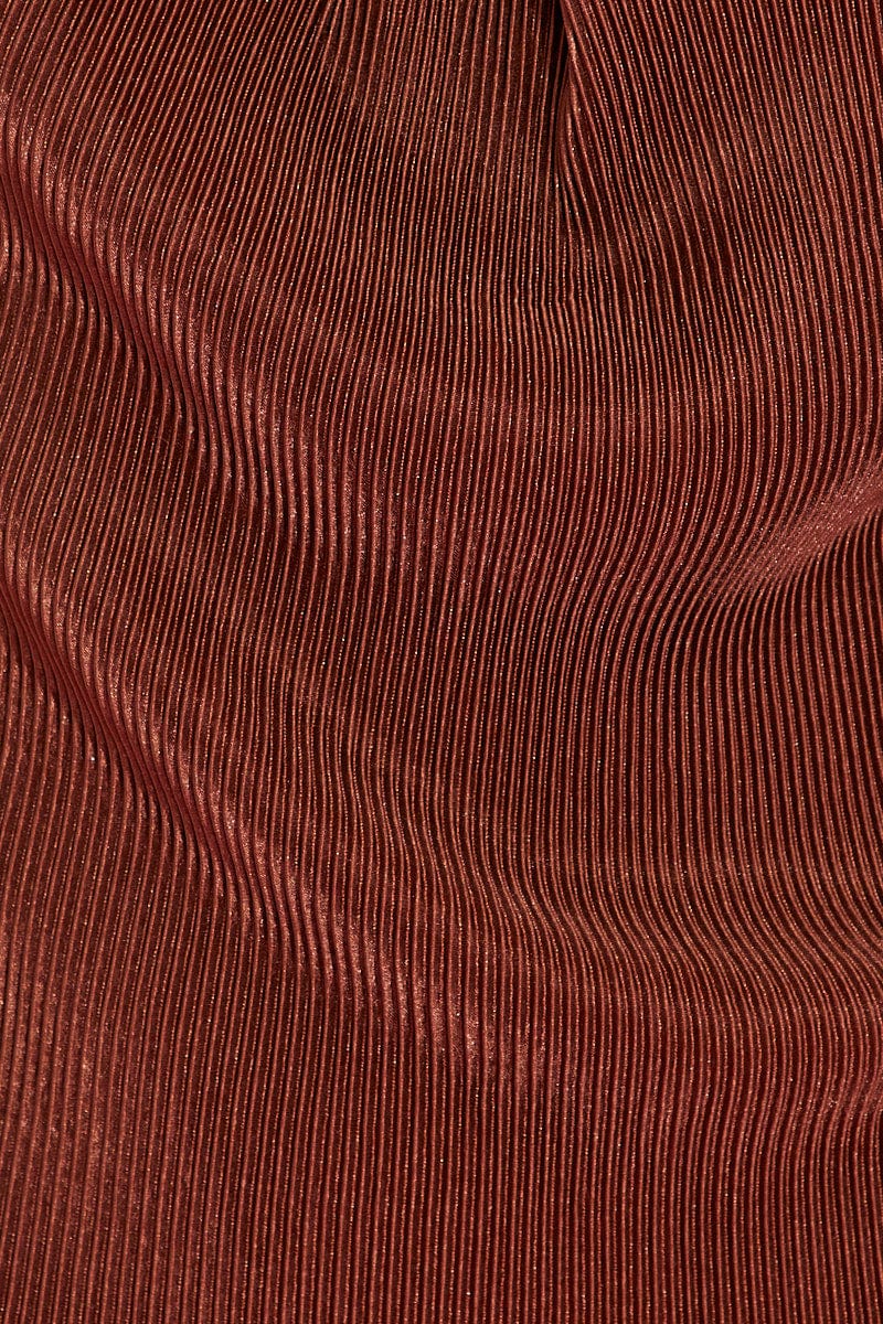 Brown Halter Plisse Mini Dress