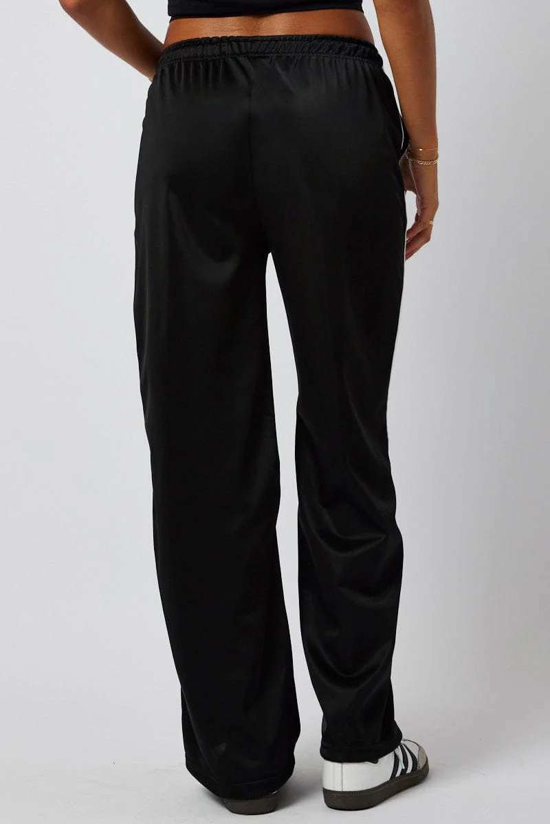 Black Track Pants Mid Rise