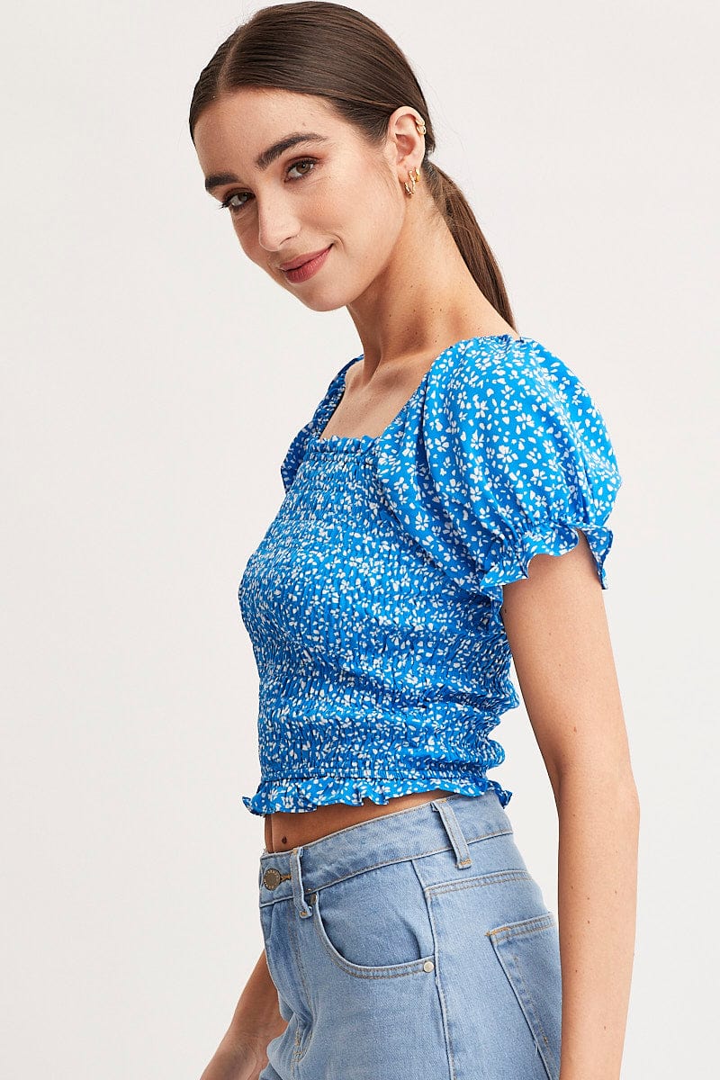 Print Crop Top Short Sleeve