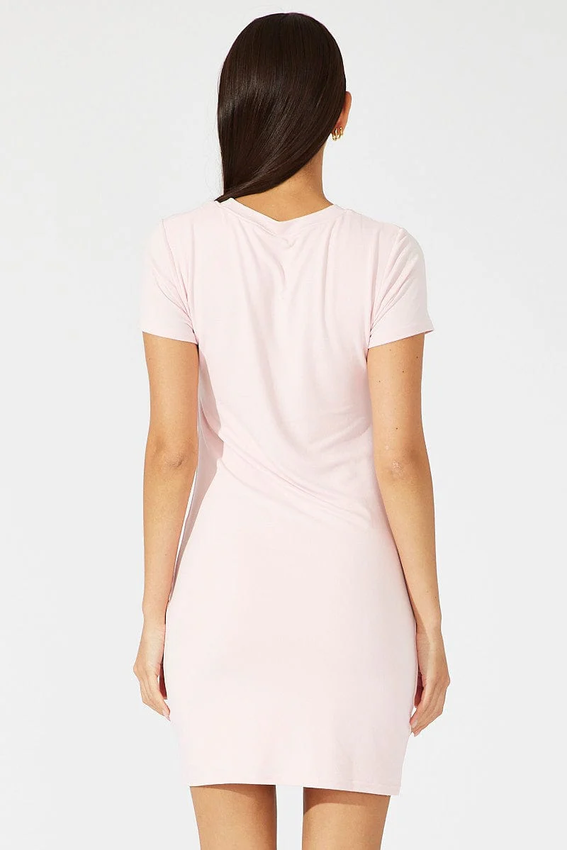 Pink Supersoft Dress Short Sleeve Crew Neck