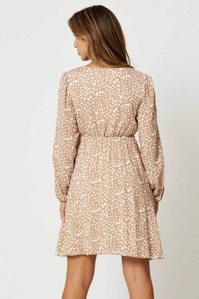 Polka Dot Button Front Skater Dress