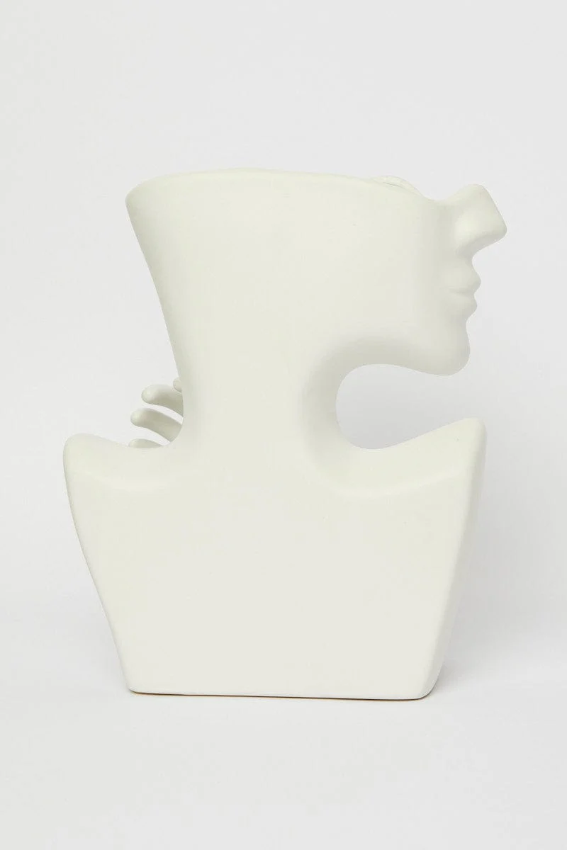 White Statue Head Figure Vase
