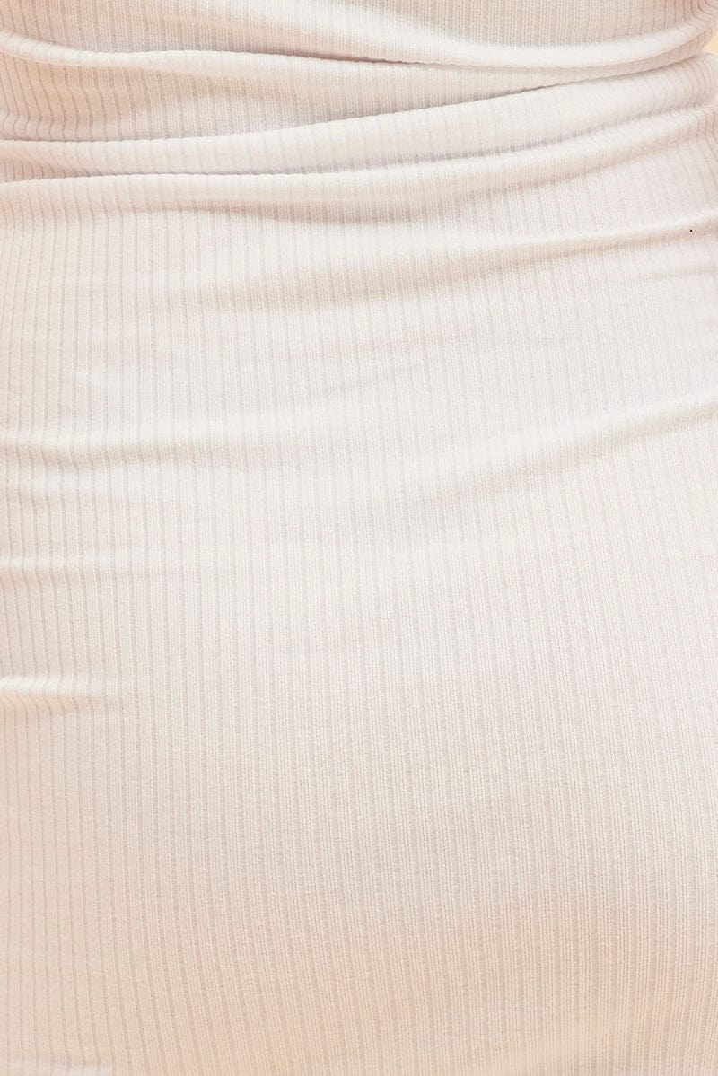 White Prea Rib Bind Detail Crew Neck Tank Dress