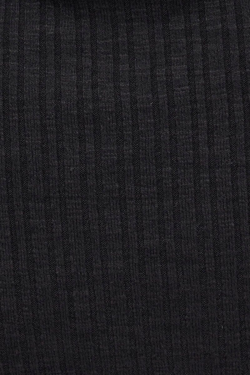 Black Top Long Sleeve Roll Up Neck