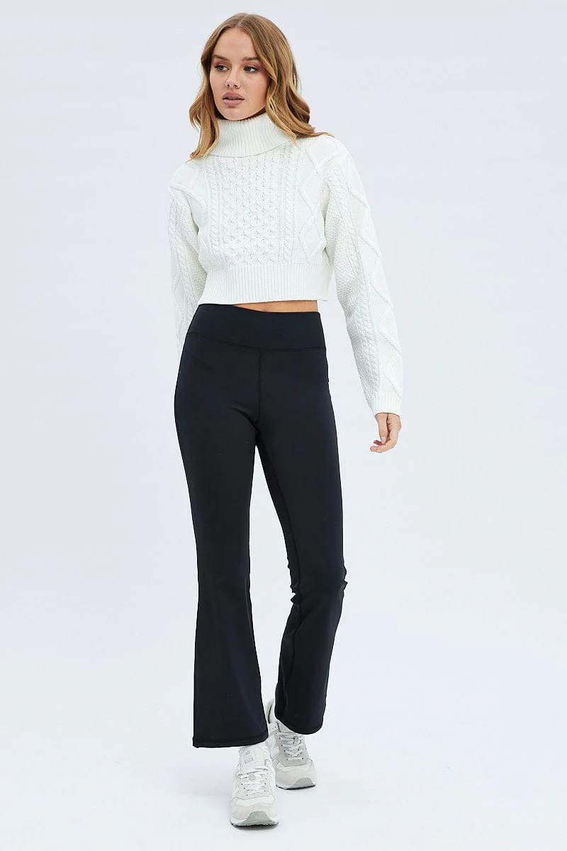 White Cable Knit Jumper Turtle Neck