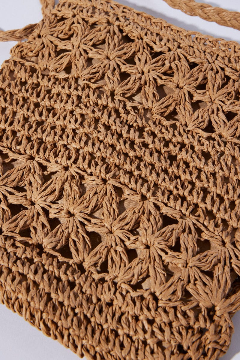 Brown Straw Crochet Bag